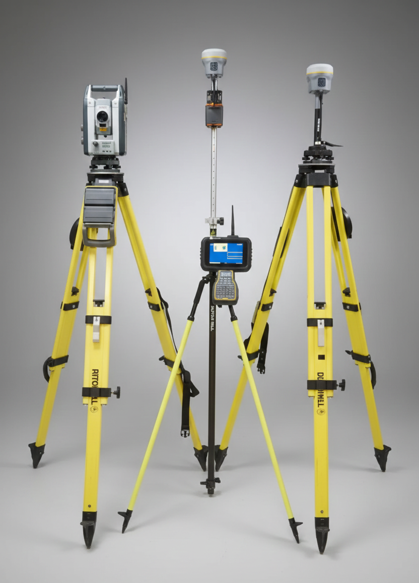 Survey instruments including total stations and GNSS equipment